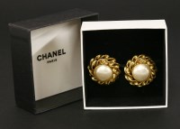 Lot 1599 - A pair of Chanel gold-plated clip-on earrings
