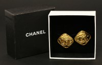 Lot 1600 - A pair of Chanel gold-plated clip-on earrings