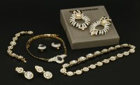 Lot 1601 - An Attwood and Sawyer blue and white paste necklace and earring suite