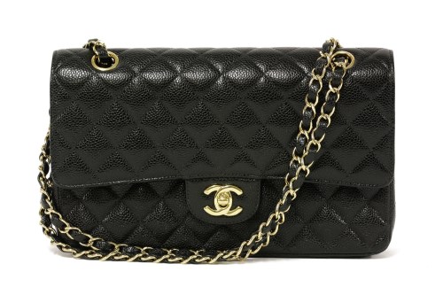 Lot 1031 - A Chanel black caviar leather 2.55 double flap medium handbag