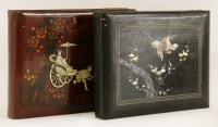 Lot 78 - JAPAN: Two Japanese lacquered albums; with coloured silk lining throughout