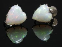 Lot 74 - A pair of single stone opal earrings