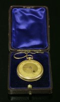 Lot 357 - A French key wound gold fob watch
