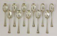 Lot 417 - A matched set of eleven George II/III Irish silver tablespoons