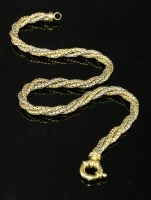 Lot 277 - A three-colour gold twisted popcorn link necklace