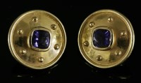 Lot 291 - A pair of 18ct gold tanzanite earrings