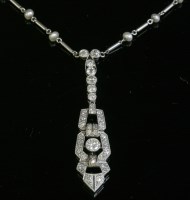 Lot 157 - An Art Deco diamond and seed pearl necklace