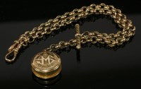 Lot 127 - A Victorian gold belcher link watch albert