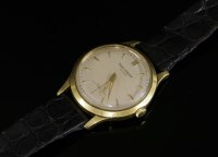Lot 379 - A gentlemen's 18ct gold Jaeger LeCoultre Automatic strap watch