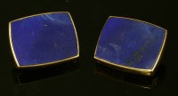 Lot 131 - A pair of gentlemen's lapis lazuli gold chain-link cufflinks