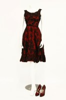 Lot 1239 - A collection of 1950s and later women's clothing
to include a Neymar Couture of Berkeley St. London red satin evening dress with black lace overlay