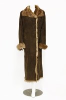 Lot 1329 - A City sheepskin shearling full-length chestnut brown coat