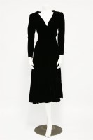 Lot 1274 - A vintage black silk velvet evening dress