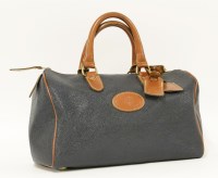 Lot 1072 - A Mulberry navy blue Scotchgrain brandy leather bowling handbag