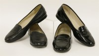 Lot 1421 - A pair of ladies' Chanel black patent loafer shoes