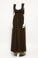 Lot 1235 - A John Bates for Jean Varon 1960s brown chiffon full-length dress