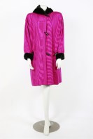 Lot 1306 - An Yves Saint Laurent Fourrures pink silk parka coat