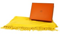 Lot 1208 - An Hermès of Paris yellow cashmere fringe blanket