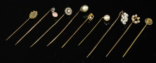 Lot 109 - A collection of nine Victorian and Edwardian stickpins