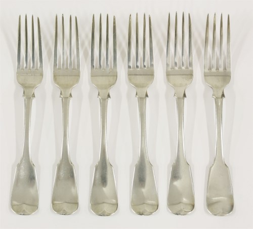 Lot 423 - A rare set of six William IV silver table forks