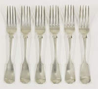 Lot 423 - A rare set of six William IV silver table forks