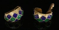 Lot 274 - A pair of Continental tapering hoop clip-on earrings