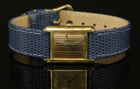 Lot 375 - A ladies' Cartier vermeil mechanical Tank strap watch