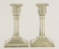 Lot 444 - A pair of Victorian silver dwarf candlesticks