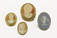 Lot 79 - Two 9ct gold shell cameo brooches