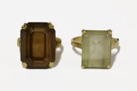 Lot 43 - A gold single stone emerald cut citrine ring