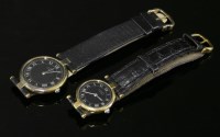 Lot 66A - A set of a gentleman's and a lady's matching Vermeil Must de Cartier quartz strap watches