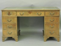 Lot 414 - A reproduction mahogany pedestal desk