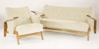 Lot 599 - A Danish lounge settee and matching armchair