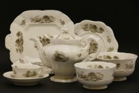 Lot 278 - An early 19th century porcelain tea set together with a 19th century blue and white teapot (af)