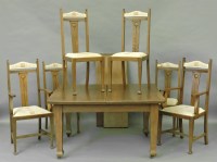 Lot 522 - A set of six Arts & Crafts oak dining chairs