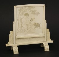 Lot 112 - A Japanese ivory table screen