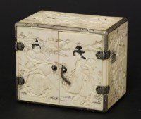 Lot 113 - A Japanese ivory miniature cabinet