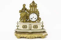 Lot 320 - A late 19th century French gilt spelter and marble mantel clock
