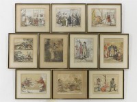 Lot 328 - A collection of ten ebonised and parcel gilt framed etchings