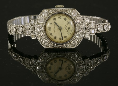 Lot 148 - A ladies' Art Deco diamond set Movado mechanical cocktail watch
