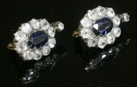 Lot 80 - A pair of late Victorian sapphire and diamond cluster clip-on earrings
