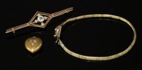 Lot 116 - An Art Deco three-colour gold snake bracelet