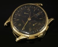 Lot 423 - A gentlemen's gold BWC Chronograph Suisse mechanical strap watch