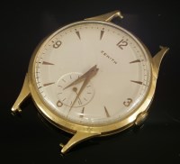 Lot 422 - A gentlemen's 18ct gold Zenith mechanical strap watch