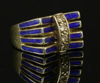 Lot 237 - A Continental diamond and enamel ring