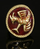 Lot 245 - An Italian gold and enamel circular plaque ring