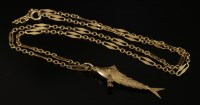 Lot 209 - An 18ct gold Italian articulated fish pendant