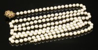 Lot 255 - A single row uniform cultured pearl necklace