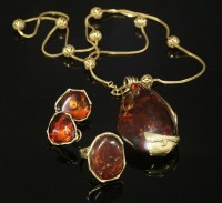 Lot 247 - A Danish gold and amber pendant