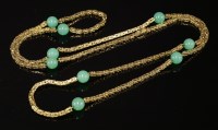 Lot 233 - An 18ct gold Byzantine and chrysophrase bead chain necklace